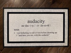 Photo of client order for our Audacity doormat