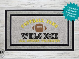 Mockup of a custom football doormat