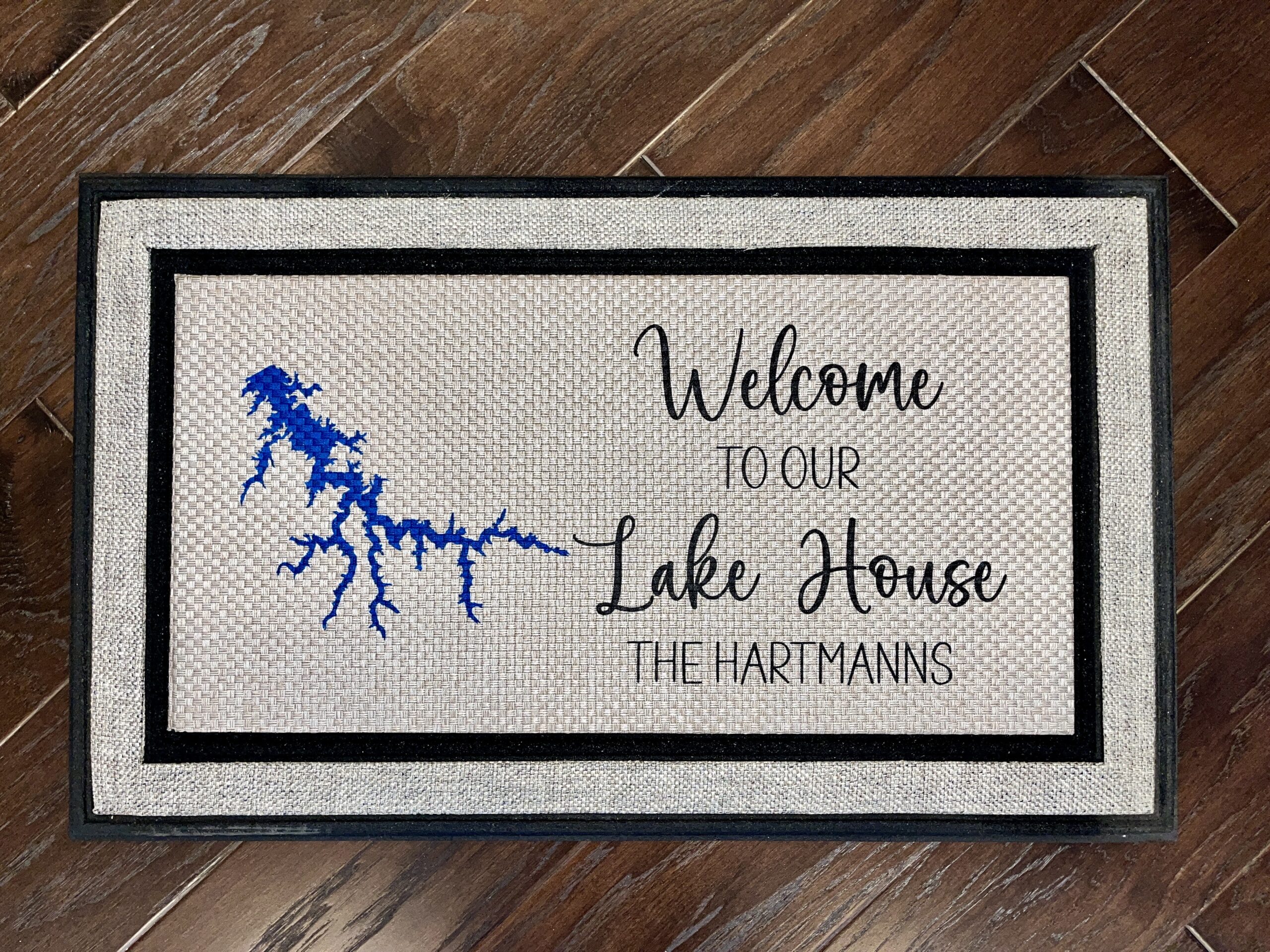 Client picture of custom Lake House doormat for Lake of Egypt