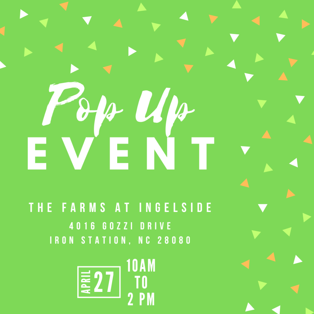 Graphic for Pop Up Event at the Farms at Ingleside on April 27, 2024 from 10 am to 2 pm